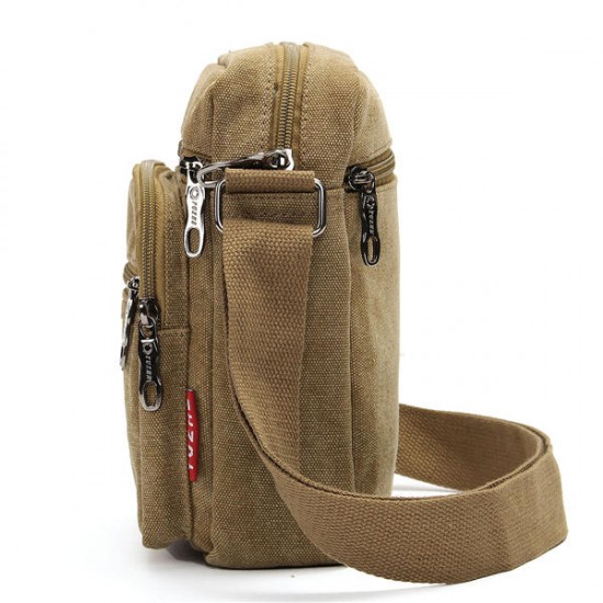 Men Casual Retro Canvas Shoulderbags Multi Pocket Crossbody Bags Men Casual Retro Canvas Shoulderbags Multi Pocket Crossbody Bags