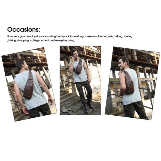 Bullcaptain Men Genuine Leather Wear Resisting Textured Business Casual Brown Black Chest Bag Shoulder Crossbody Bag Bullcaptain Men Genuine Leather Wear Resisting Textured Business Casual Brown Black Chest Bag Shoulder Crossbody Bag