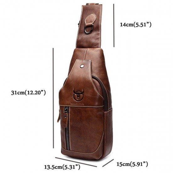 Bullcaptain Men Genuine Leather Wear Resisting Textured Business Casual Brown Black Chest Bag Shoulder Crossbody Bag Bullcaptain Men Genuine Leather Wear Resisting Textured Business Casual Brown Black Chest Bag Shoulder Crossbody Bag