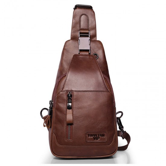 Ekphero® Men Casual Genuine Leather Oil Wax Chest Bag Crossbody Bag Ekphero® Men Casual Genuine Leather Oil Wax Chest Bag Crossbody Bag