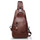 Ekphero® Men Casual Genuine Leather Oil Wax Chest Bag Crossbody Bag Ekphero® Men Casual Genuine Leather Oil Wax Chest Bag Crossbody Bag