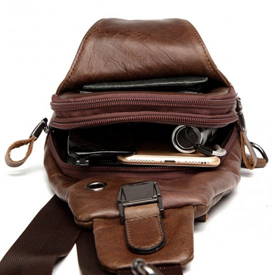 Ekphero® Men Casual Genuine Leather Oil Wax Chest Bag Crossbody Bag Ekphero® Men Casual Genuine Leather Oil Wax Chest Bag Crossbody Bag