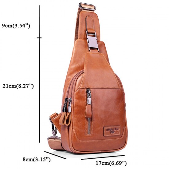 Ekphero® Men Casual Genuine Leather Oil Wax Chest Bag Crossbody Bag Ekphero® Men Casual Genuine Leather Oil Wax Chest Bag Crossbody Bag