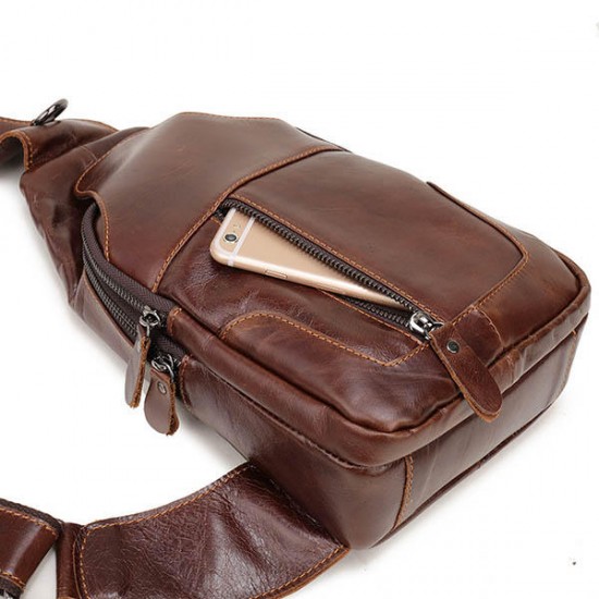 Ekphero® Men Genuine Leather Vintage Chest Bag Casual Crossbody Bag Ekphero® Men Genuine Leather Vintage Chest Bag Casual Crossbody Bag