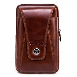 Men Genuine Leather Vintage Waist Bag Business Crossbody Bag Cell Phone Bag for 6 inch Phones