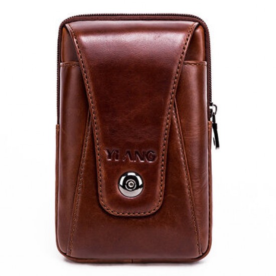 Men Genuine Leather Vintage Waist Bag Business Crossbody Bag Cell Phone Bag for 6 inch Phones Men Genuine Leather Vintage Waist Bag Business Crossbody Bag Cell Phone Bag for 6 inch Phones