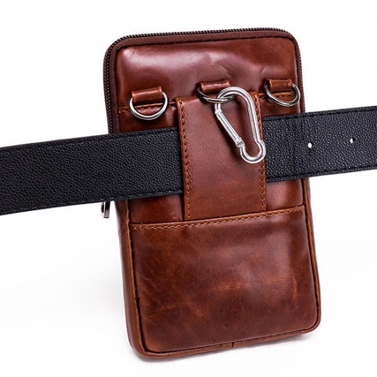 Men Genuine Leather Vintage Waist Bag Business Crossbody Bag Cell Phone Bag for 6 inch Phones Men Genuine Leather Vintage Waist Bag Business Crossbody Bag Cell Phone Bag for 6 inch Phones