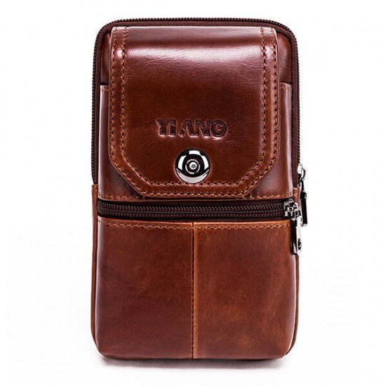 Men Genuine Leather Vintage Waist Bag Business Crossbody Bag Cell Phone Bag for 6 inch Phones Men Genuine Leather Vintage Waist Bag Business Crossbody Bag Cell Phone Bag for 6 inch Phones
