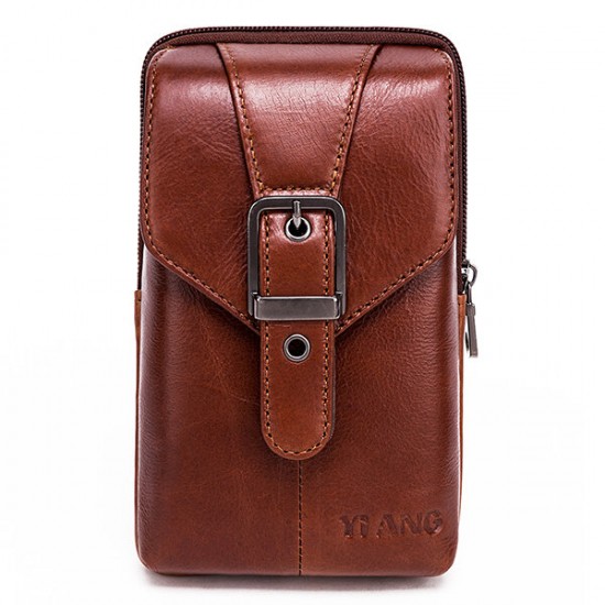 Men Genuine Leather Vintage Waist Bag Business Crossbody Bag Cell Phone Bag for 6 inch Phones Men Genuine Leather Vintage Waist Bag Business Crossbody Bag Cell Phone Bag for 6 inch Phones