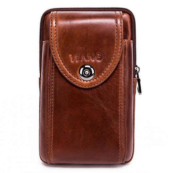 Men Genuine Leather Vintage Waist Bag Business Crossbody Bag Cell Phone Bag for 6 inch Phones Men Genuine Leather Vintage Waist Bag Business Crossbody Bag Cell Phone Bag for 6 inch Phones