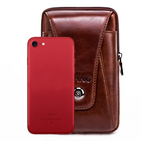 Men Genuine Leather Vintage Waist Bag Business Crossbody Bag Cell Phone Bag for 6 inch Phones Men Genuine Leather Vintage Waist Bag Business Crossbody Bag Cell Phone Bag for 6 inch Phones