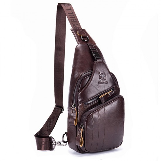Bullcaptain Genuine Leather Retro Chest Bag Outdoor Leisure Daypack Crossbody Bag for Men Bullcaptain Genuine Leather Retro Chest Bag Outdoor Leisure Daypack Crossbody Bag for Men