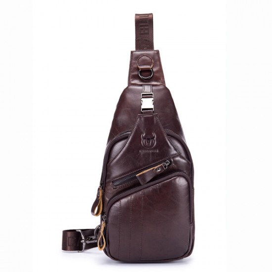Bullcaptain Genuine Leather Retro Chest Bag Outdoor Leisure Daypack Crossbody Bag for Men Bullcaptain Genuine Leather Retro Chest Bag Outdoor Leisure Daypack Crossbody Bag for Men
