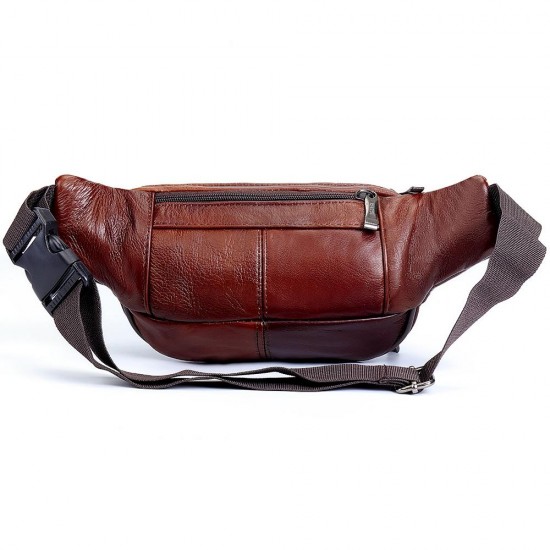 Men Genuine Leather Multi-function Large Capacity Waist Bag Chest Bag Crossbody Bag Men Genuine Leather Multi-function Large Capacity Waist Bag Chest Bag Crossbody Bag