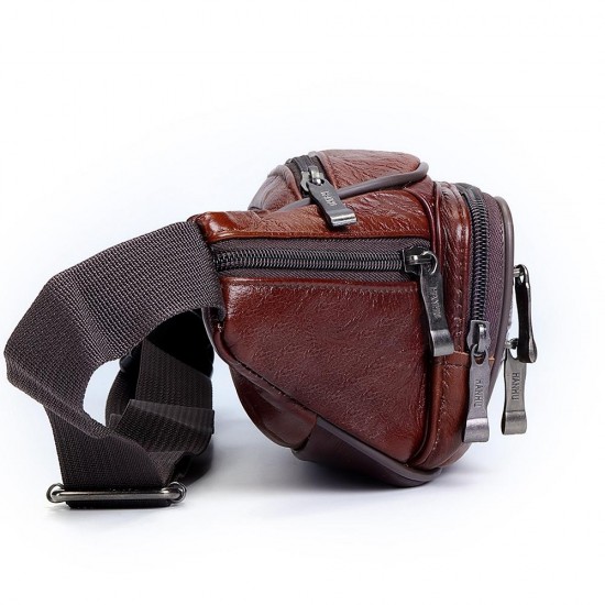 Men Genuine Leather Multi-function Large Capacity Waist Bag Chest Bag Crossbody Bag Men Genuine Leather Multi-function Large Capacity Waist Bag Chest Bag Crossbody Bag