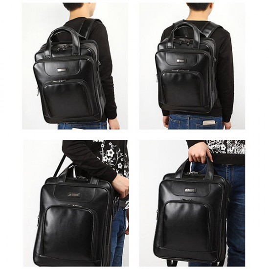 Men Black Business Backpack 3 Compartments Laptop Bag Multifunction Briefcase Men Black Business Backpack 3 Compartments Laptop Bag Multifunction Briefcase