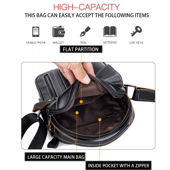 Bullcaptain Genuine Leather Business Messenger Bag Vintage Mini Shoulder Bag Crossbody Bag For Men Bullcaptain Genuine Leather Business Messenger Bag Vintage Mini Shoulder Bag Crossbody Bag For Men