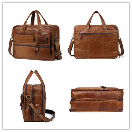 Men Ekphero Vintage Genuine Leather Large Capacity Business Handbag Crossbody Bag Men Ekphero Vintage Genuine Leather Large Capacity Business Handbag Crossbody Bag
