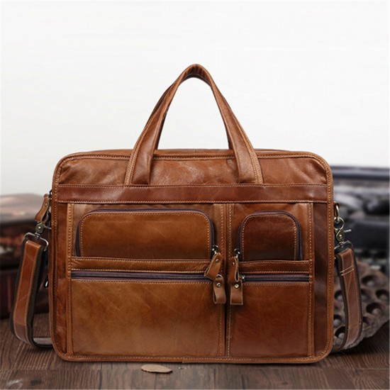 Men Ekphero Vintage Genuine Leather Large Capacity Business Handbag Crossbody Bag Men Ekphero Vintage Genuine Leather Large Capacity Business Handbag Crossbody Bag