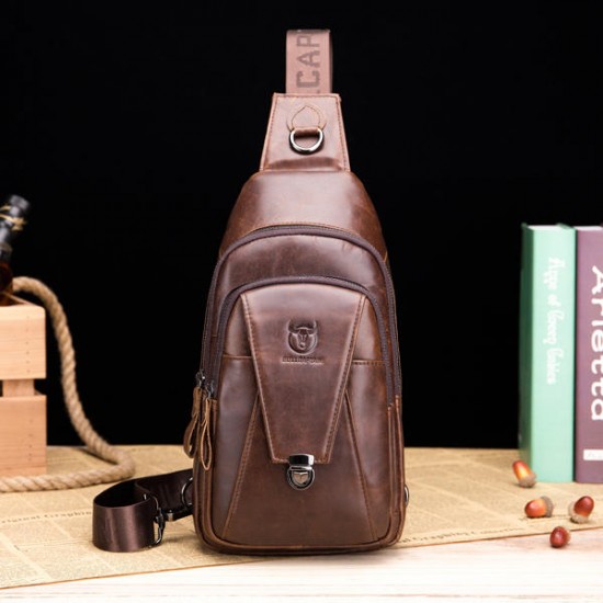 Bullcaptain Genuine Leather Bag Vintage Sling Bag Chest Bag for Men Bullcaptain Genuine Leather Bag Vintage Sling Bag Chest Bag for Men