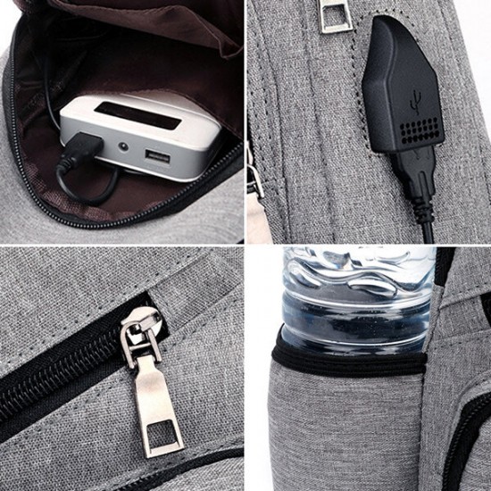 Men Oxford Large Capacity Casual Outdoor Travel USB Charging Port Sling Bag Chest Bag Crossbody Bag Men Oxford Large Capacity Casual Outdoor Travel USB Charging Port Sling Bag Chest Bag Crossbody Bag