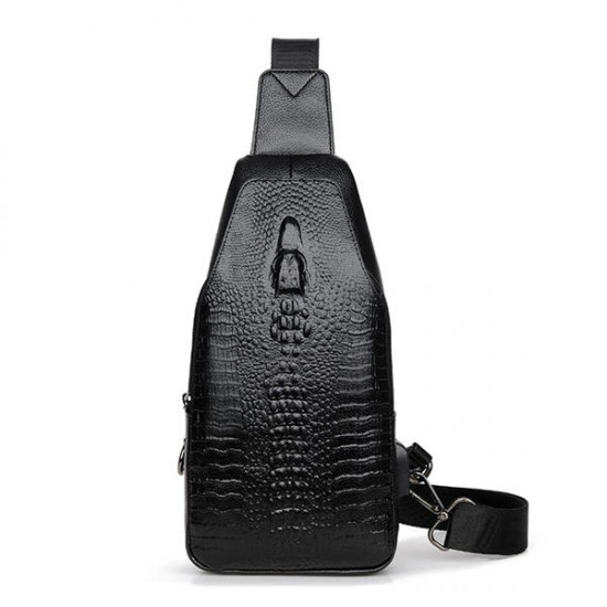 Men PU Leather Crocodile Printed Fashion Crossbody Bag Chest Bag Men PU Leather Crocodile Printed Fashion Crossbody Bag Chest Bag