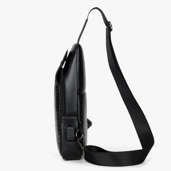 Men PU Leather Crocodile Printed Fashion Crossbody Bag Chest Bag Men PU Leather Crocodile Printed Fashion Crossbody Bag Chest Bag