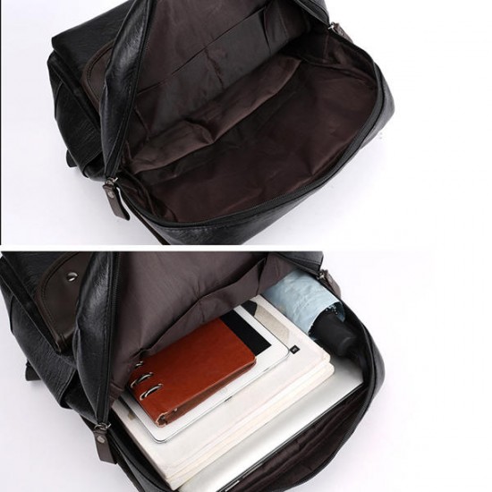 Men Anti-theft Large Capacity PU Leather Backpack Casual Vintage Shoulder Bag Men Anti-theft Large Capacity PU Leather Backpack Casual Vintage Shoulder Bag