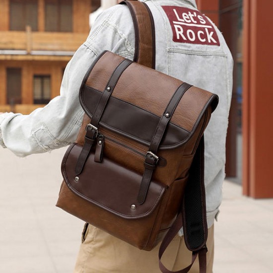 Men Anti-theft Large Capacity PU Leather Backpack Casual Vintage Shoulder Bag Men Anti-theft Large Capacity PU Leather Backpack Casual Vintage Shoulder Bag