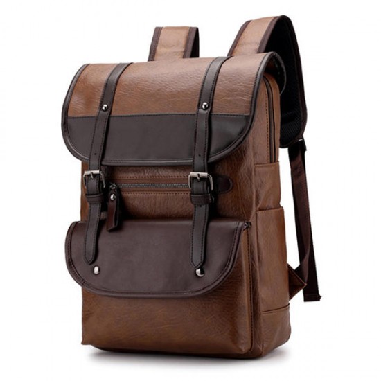 Men Anti-theft Large Capacity PU Leather Backpack Casual Vintage Shoulder Bag Men Anti-theft Large Capacity PU Leather Backpack Casual Vintage Shoulder Bag