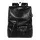 Men PU Leather Solid Vintage Large Capacity Backpack USB Charging Shoulder Bag Men PU Leather Solid Vintage Large Capacity Backpack USB Charging Shoulder Bag