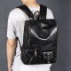 Men PU Leather Solid Vintage Large Capacity Backpack USB Charging Shoulder Bag Men PU Leather Solid Vintage Large Capacity Backpack USB Charging Shoulder Bag