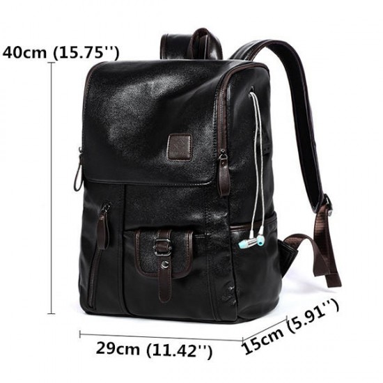 Men PU Leather Solid Vintage Large Capacity Backpack USB Charging Shoulder Bag Men PU Leather Solid Vintage Large Capacity Backpack USB Charging Shoulder Bag