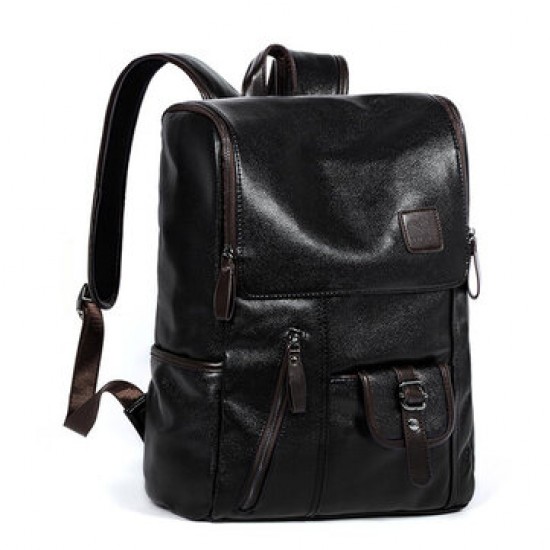 Men PU Leather Solid Vintage Large Capacity Backpack USB Charging Shoulder Bag Men PU Leather Solid Vintage Large Capacity Backpack USB Charging Shoulder Bag