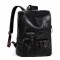Men PU Leather Solid Vintage Large Capacity Backpack USB Charging Shoulder Bag