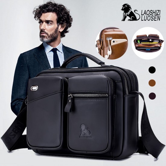 Men Genuine Leather Crossbody Bag Earphone Cowhide Bag Men Genuine Leather Crossbody Bag Earphone Cowhide Bag