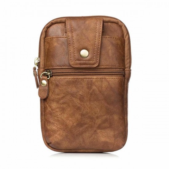 Men Genuine Leather Double Zipper Waist Bag Crossbody Bag Men Genuine Leather Double Zipper Waist Bag Crossbody Bag
