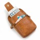 Men Genuine Leather Double Zipper Waist Bag Crossbody Bag Men Genuine Leather Double Zipper Waist Bag Crossbody Bag