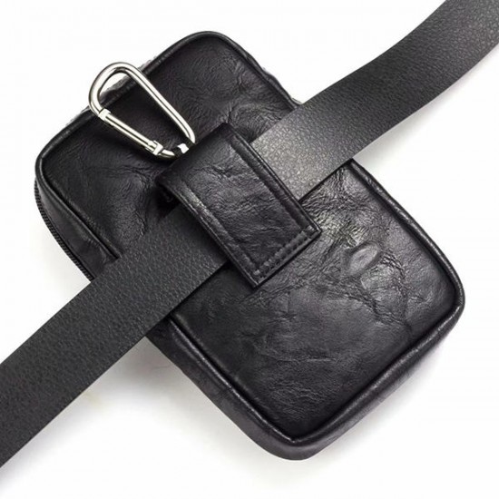 Men Genuine Leather Double Zipper Waist Bag Crossbody Bag Men Genuine Leather Double Zipper Waist Bag Crossbody Bag