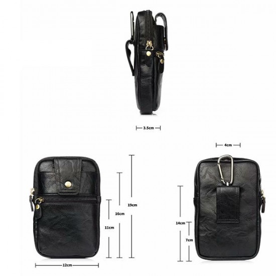 Men Genuine Leather Double Zipper Waist Bag Crossbody Bag Men Genuine Leather Double Zipper Waist Bag Crossbody Bag