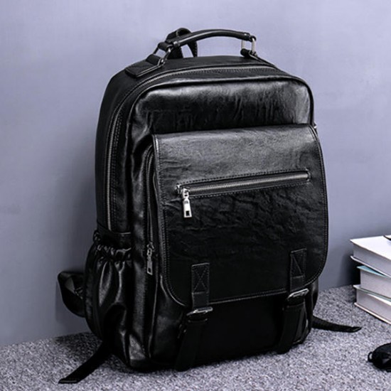 Faux Leather Large Capacity Laptop Bag Backpack For Men Faux Leather Large Capacity Laptop Bag Backpack For Men