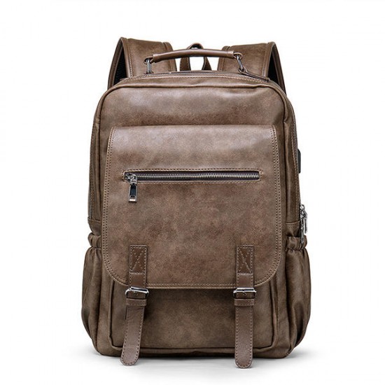 Faux Leather Large Capacity Laptop Bag Backpack For Men Faux Leather Large Capacity Laptop Bag Backpack For Men
