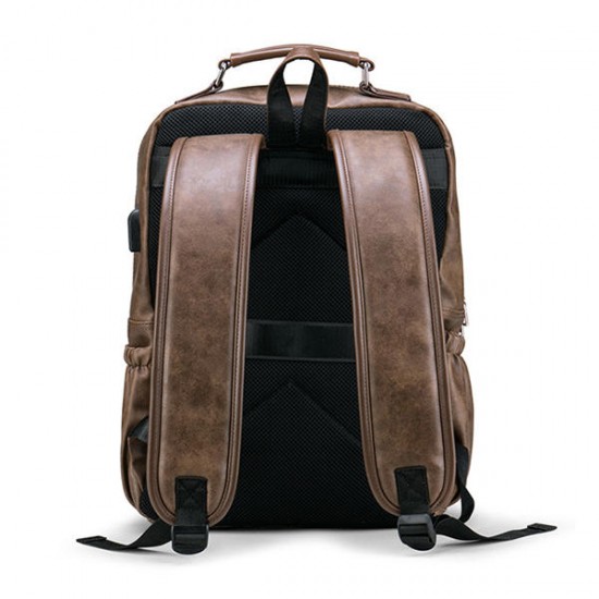 Faux Leather Large Capacity Laptop Bag Backpack For Men Faux Leather Large Capacity Laptop Bag Backpack For Men