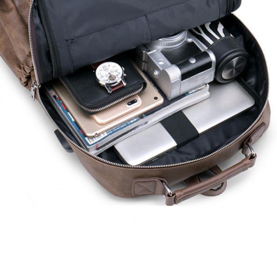 Faux Leather Large Capacity Laptop Bag Backpack For Men Faux Leather Large Capacity Laptop Bag Backpack For Men
