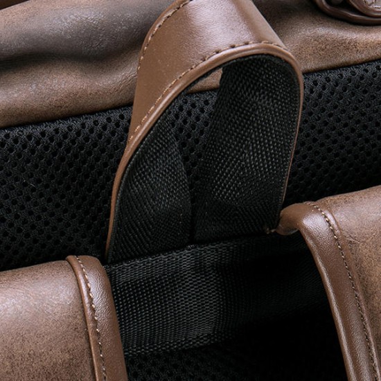 Faux Leather Large Capacity Laptop Bag Backpack For Men Faux Leather Large Capacity Laptop Bag Backpack For Men