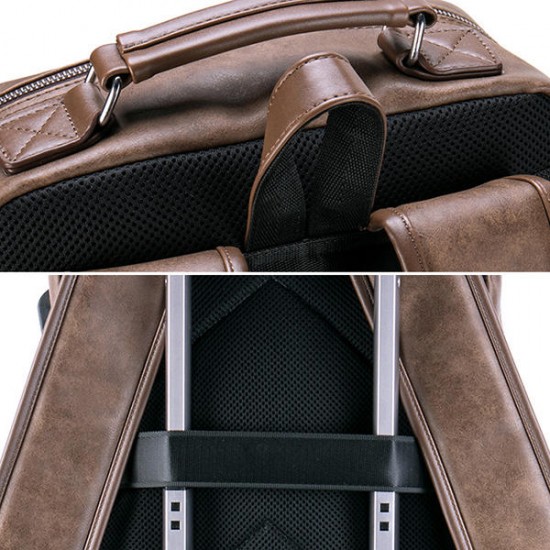 Faux Leather Large Capacity Laptop Bag Backpack For Men Faux Leather Large Capacity Laptop Bag Backpack For Men