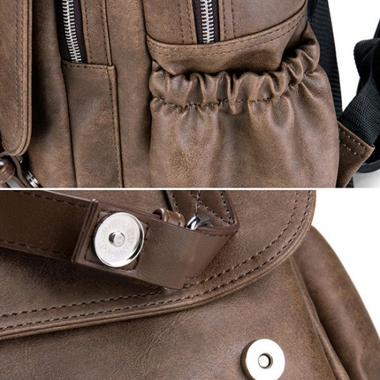 Faux Leather Large Capacity Laptop Bag Backpack For Men Faux Leather Large Capacity Laptop Bag Backpack For Men