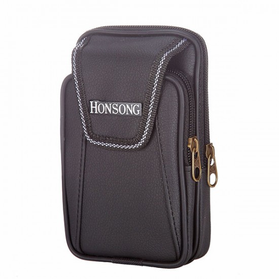 Faux Leather Casual Double Zipper Phone Bag Waist Bag For Men Faux Leather Casual Double Zipper Phone Bag Waist Bag For Men