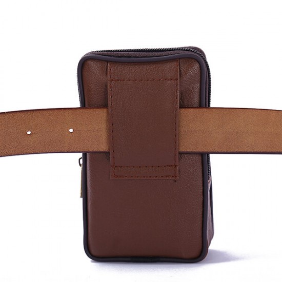 Faux Leather Casual Double Zipper Phone Bag Waist Bag For Men Faux Leather Casual Double Zipper Phone Bag Waist Bag For Men