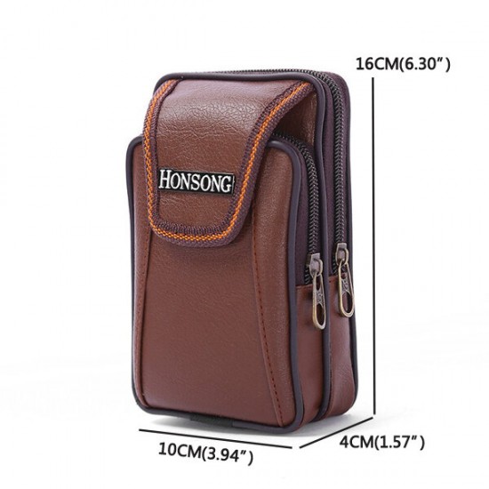 Faux Leather Casual Double Zipper Phone Bag Waist Bag For Men Faux Leather Casual Double Zipper Phone Bag Waist Bag For Men